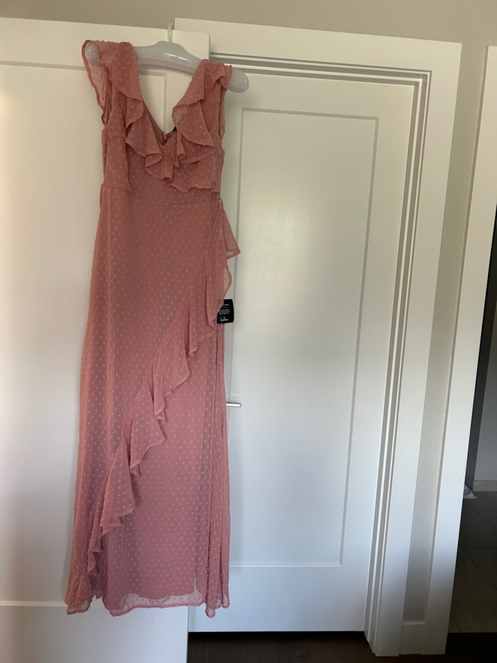 Lulu's Dusty Rose Ruffle Wrap Maxi Dress
